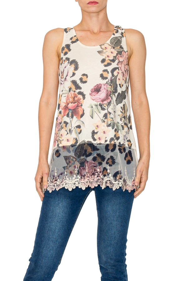 Leo Rose Vintage Inspired Lace Tunic Top with Embroidered Hem - Ships Late September