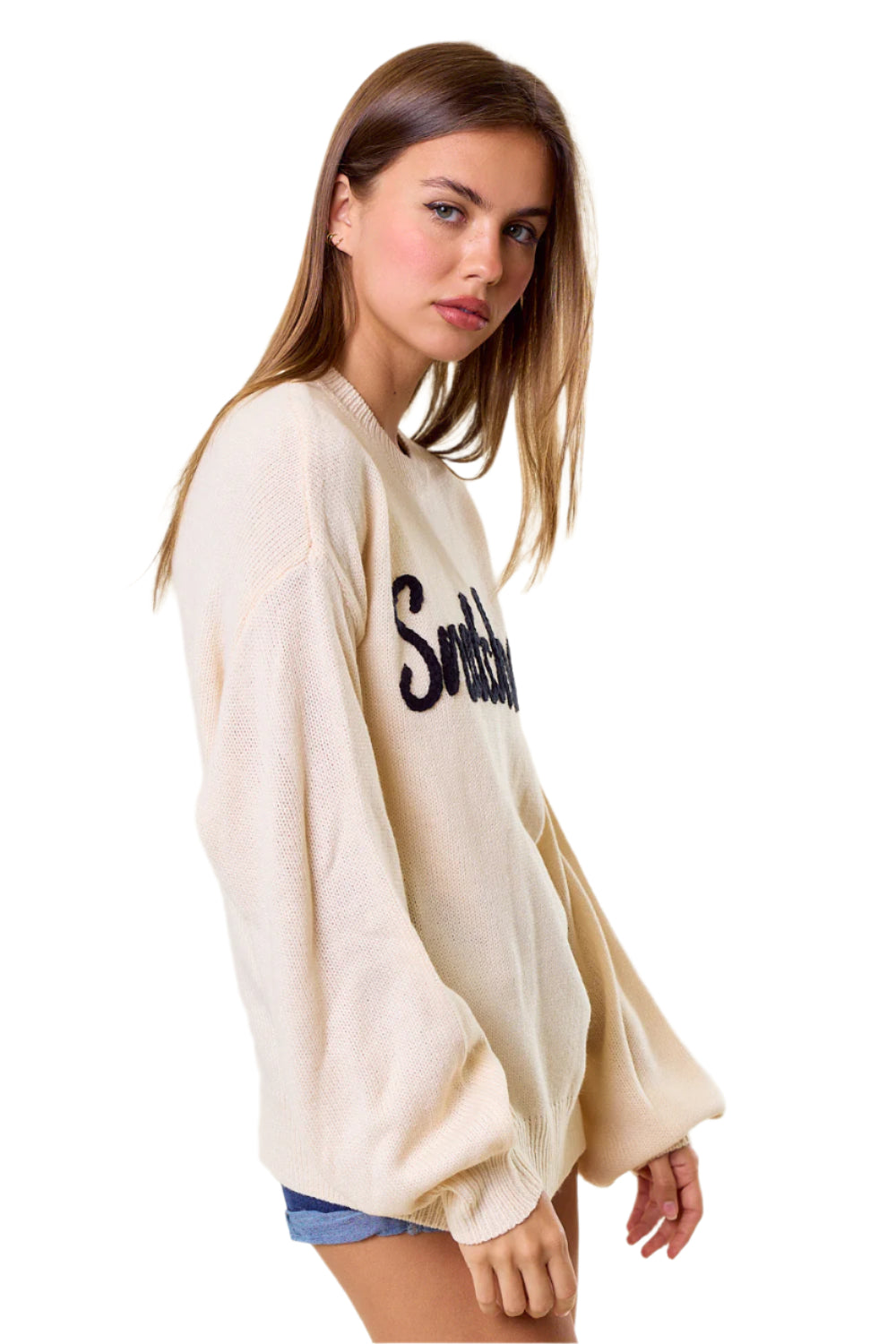 Snatched Letter Embroidered Sweater