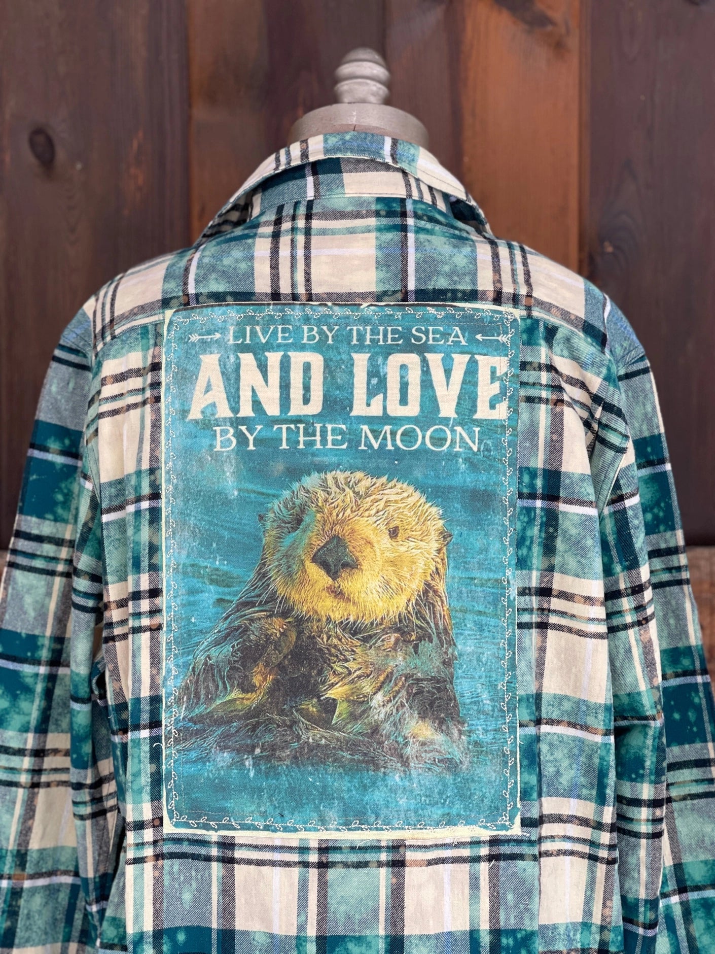 Live By The Sea And Love By The Moon Sea Otter Art Flannel