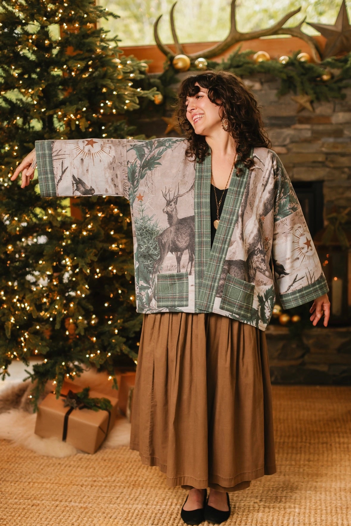 Winter Wish Christmas Fleece Cottage Cardigan Kimono Jacket Pre-Order Ships Sept 30th