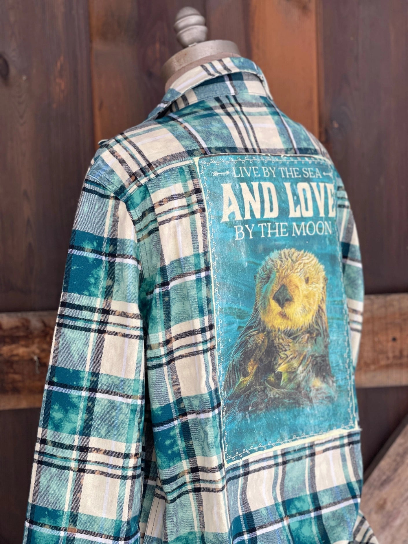 Live By The Sea And Love By The Moon Sea Otter Art Flannel