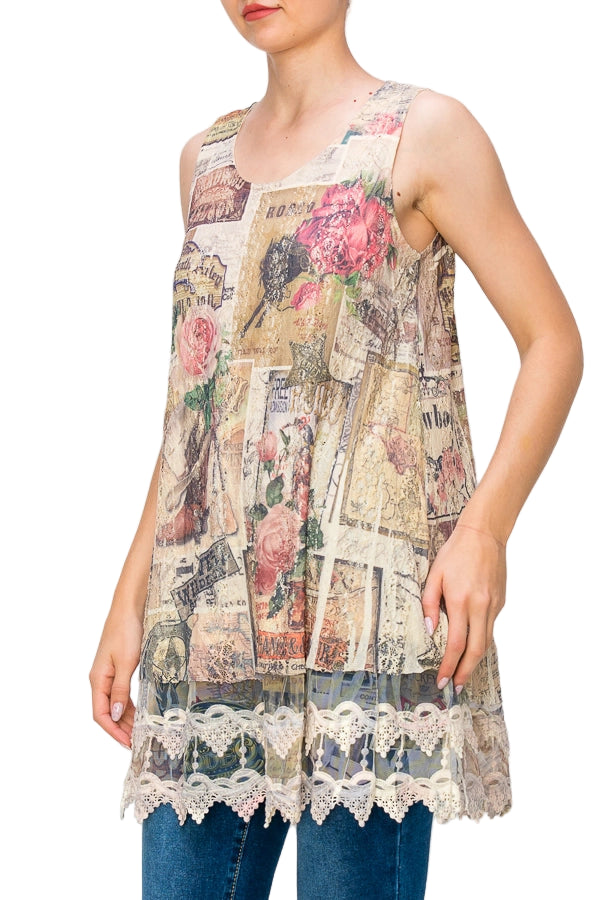 Rose West Vintage Inspired Lace Tunic Top with Embroidered Hem - Ships Late September