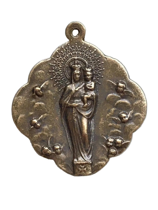 Our Lady of the Pillar (Mary With 9 Angels) Gemstone Charm Bracelet