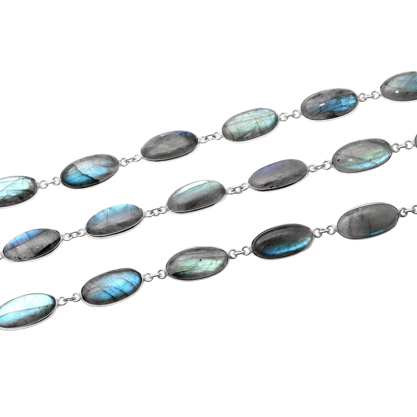 Flashy Blue Labradorite Bezel Teardrop Necklace