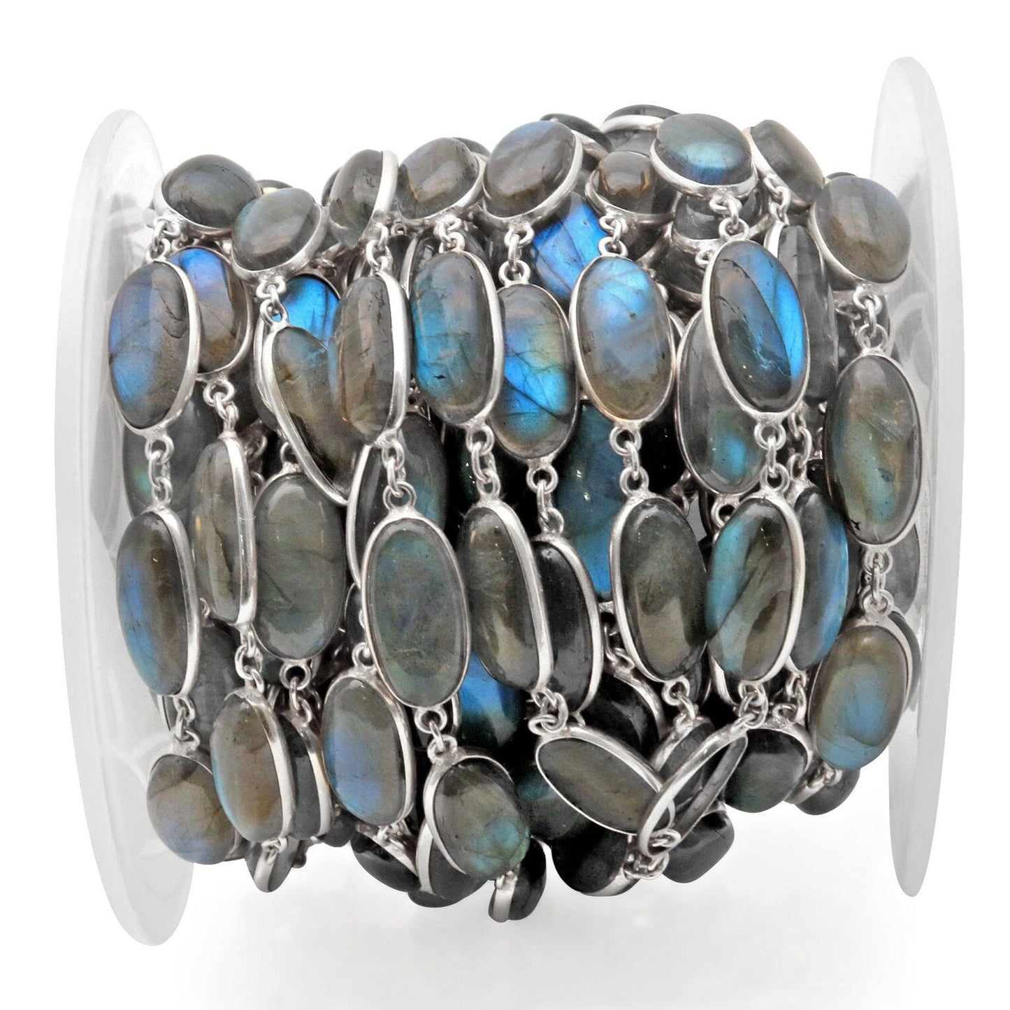 Flashy Blue Labradorite Bezel Teardrop Necklace