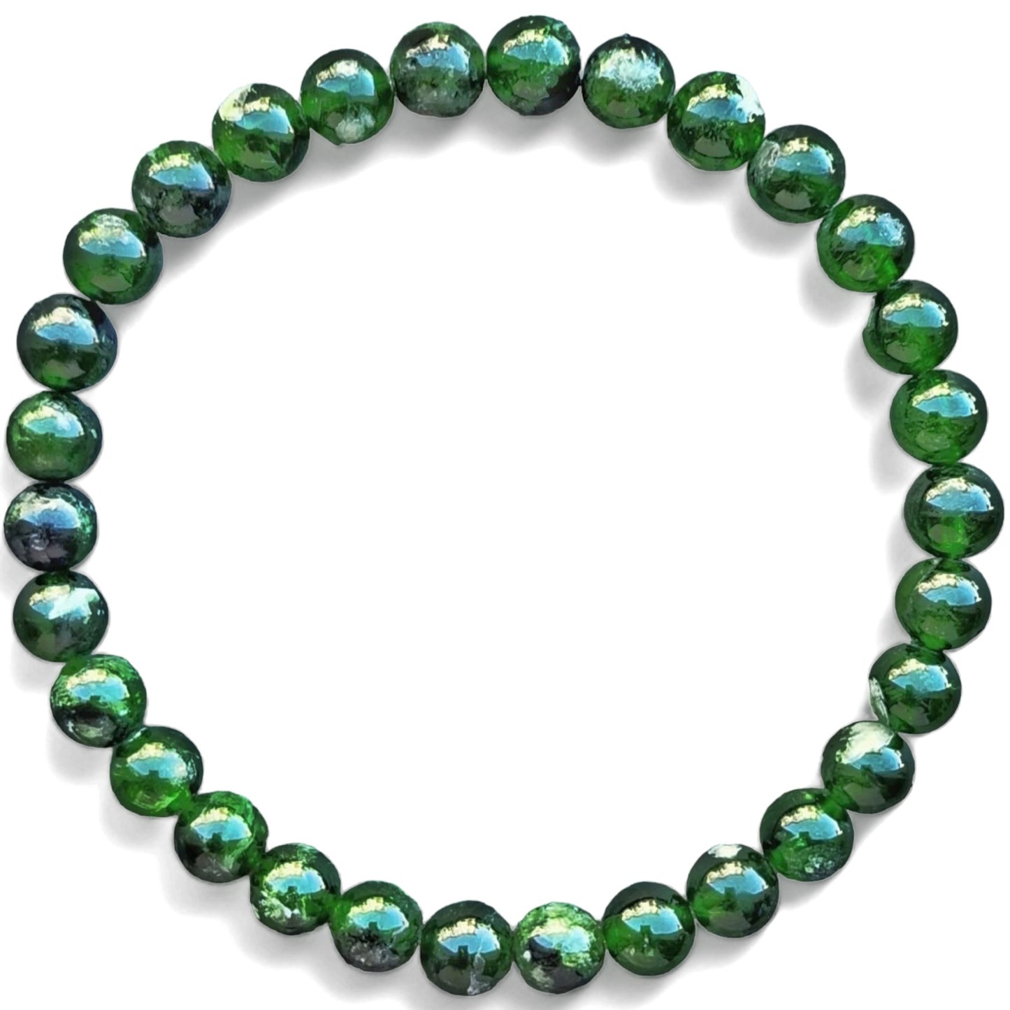 6mm Chrome Diopside Unisex Beaded Gemstone Bracelet