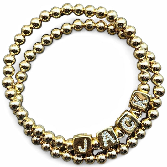 18kt Gold Filled Personalized Name Beaded Bracelets