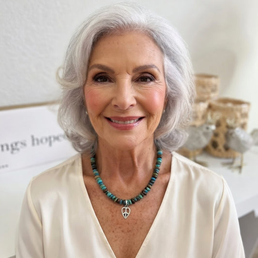 Kingman Turquoise & Brighton Peace Heart Gemstone Necklace