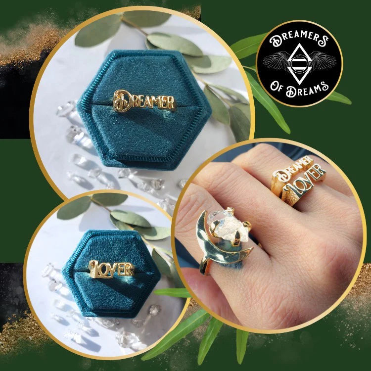 Diamond Quartz Crystal Moon Ring