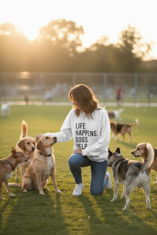 Life Happens Dogs Help French Terry Sweatshirt