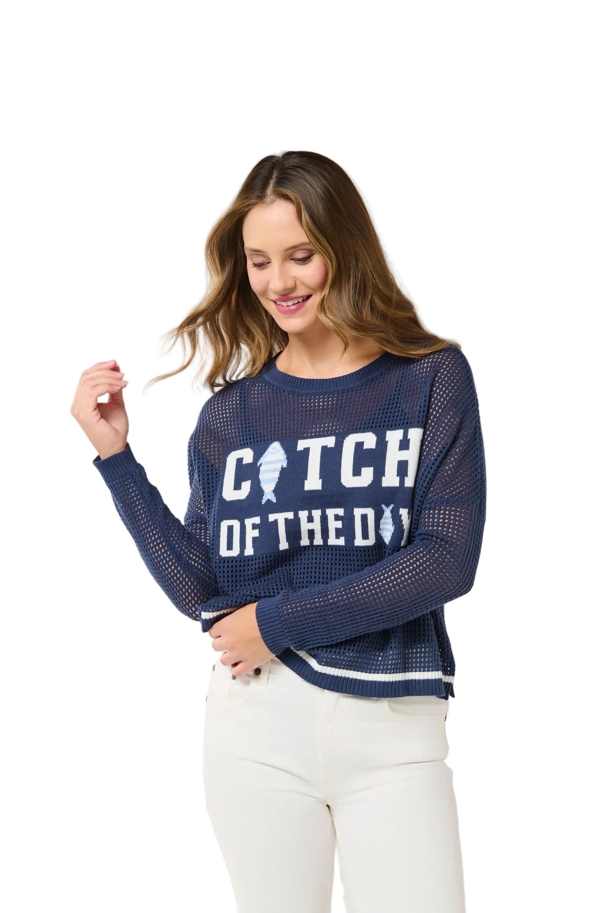 Catch Of The Day Mesh Sweater