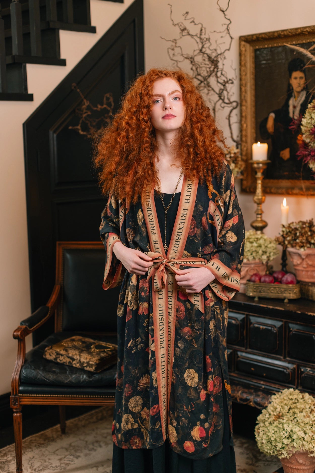 Heart of Gold Opera Duster Kimono Robe w/ Sacred Heart Pre-Order Ships In September