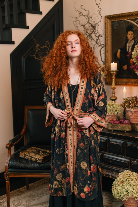 Heart of Gold Opera Duster Kimono Robe w/ Sacred Heart Pre-Order Ships In September