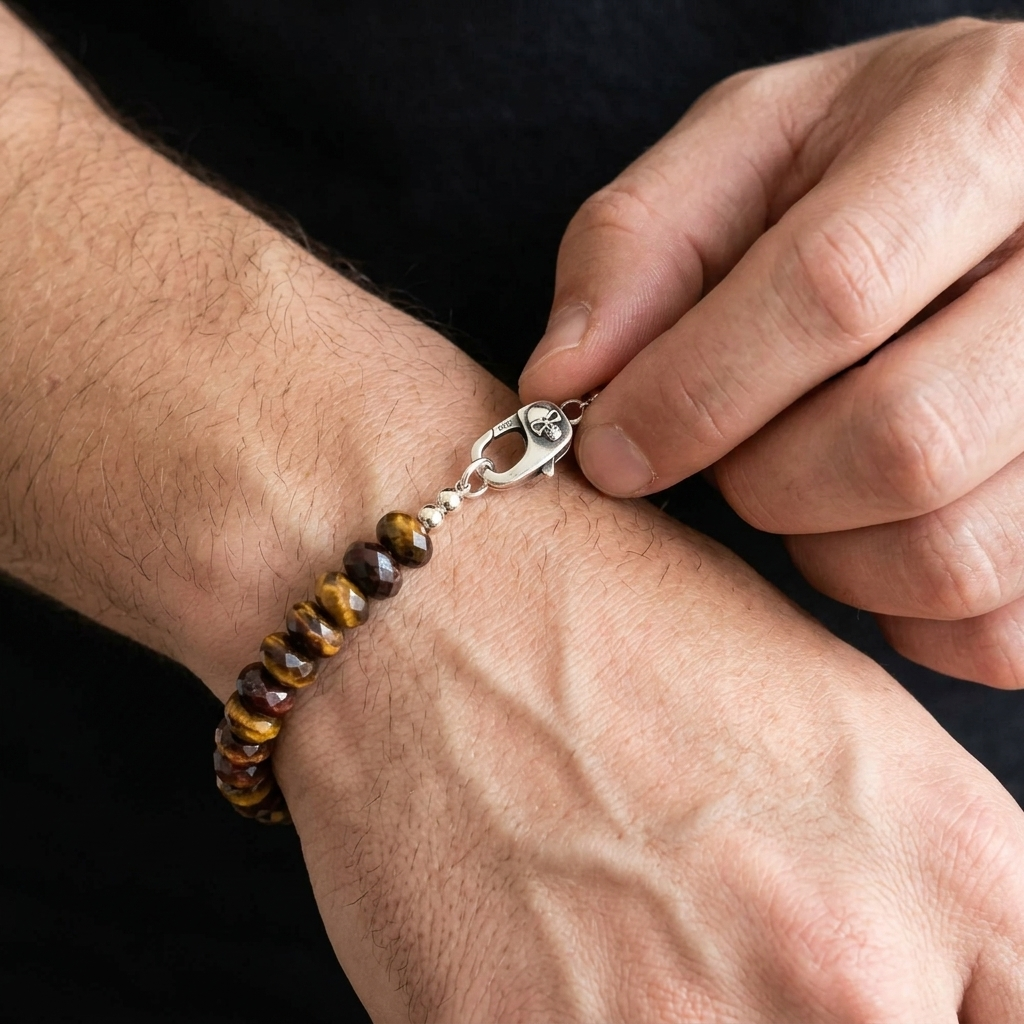 Natural Tiger Eye Beaded Gemstone Bracelet
