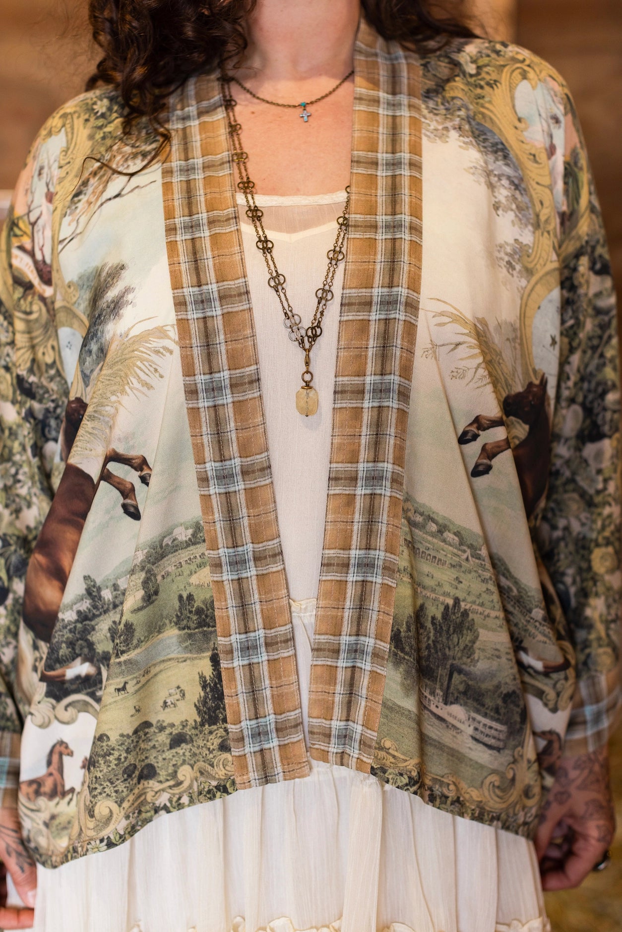 Born To Run Pixie Duster Crop Kimono Horse & Flower Print - Pre-Order - Ships In September