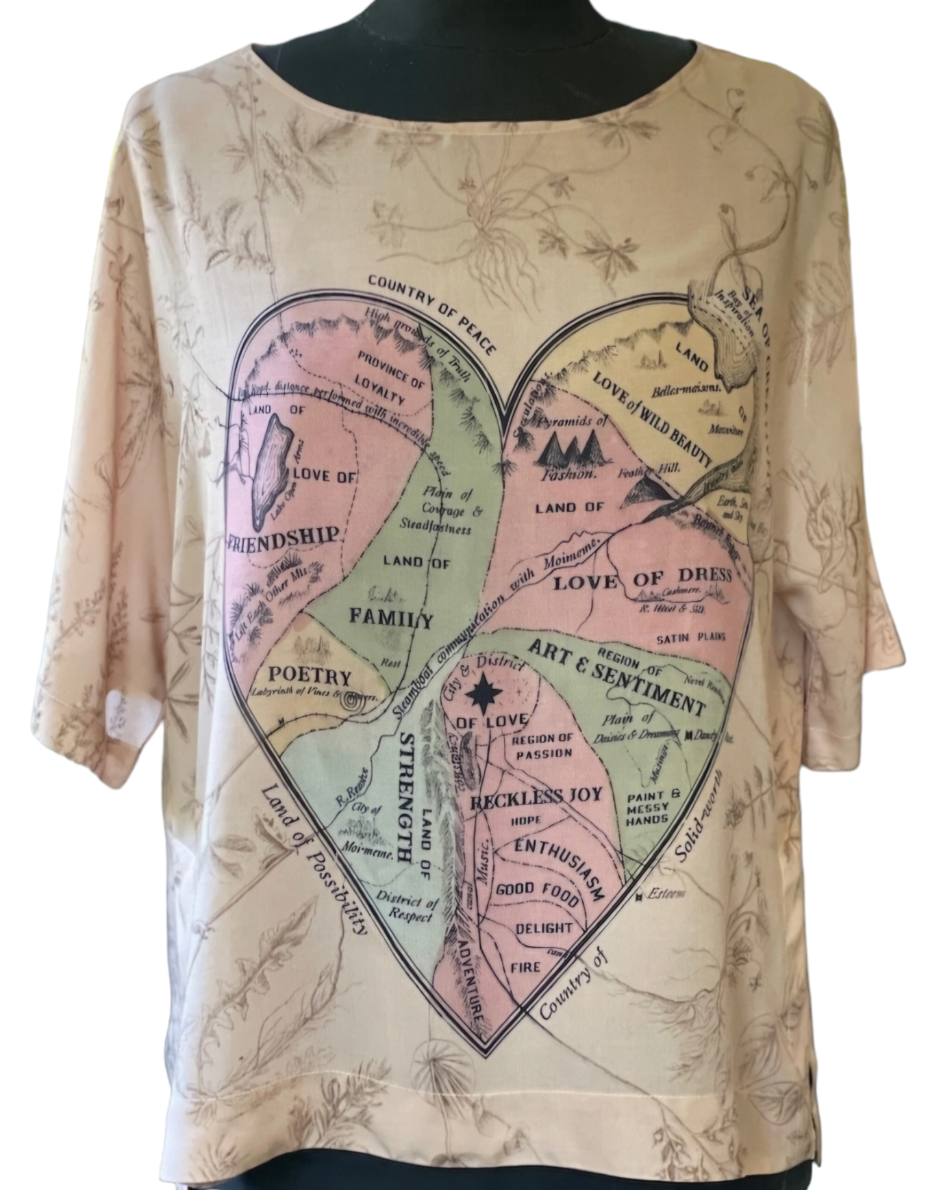 Market Of Stars -  Map of My Heart Bohemian Tee Luxe Bamboo Tunic Shirt