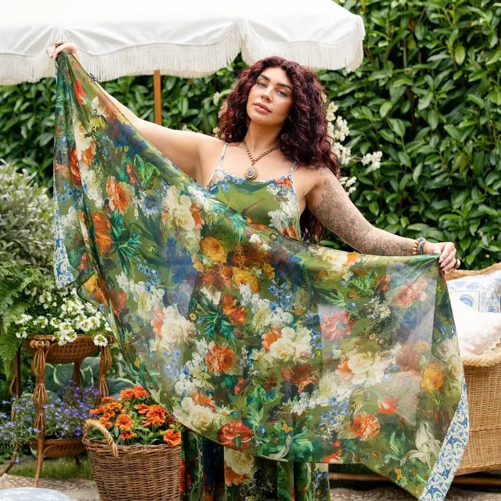 Flora Poetica Botanical Bird & Butterfly Scarf