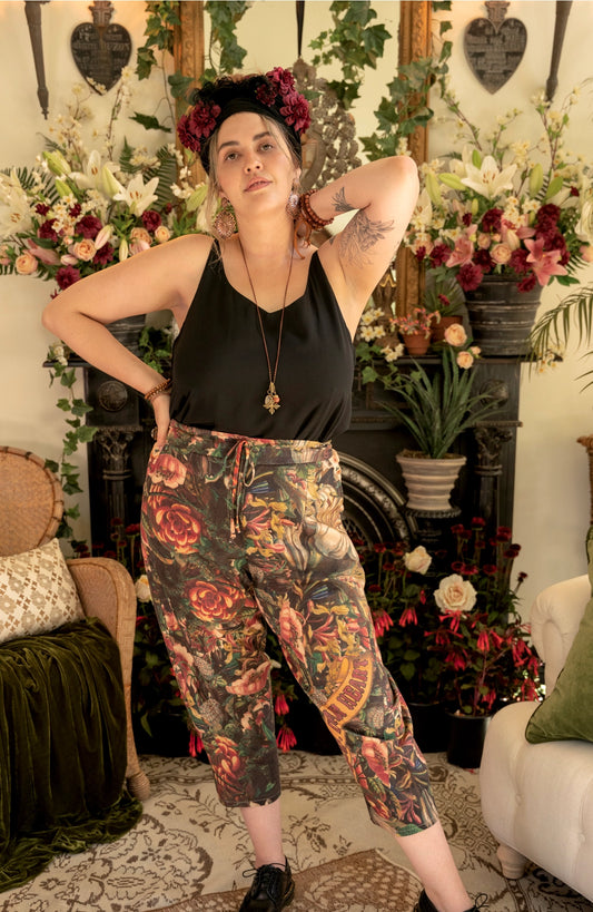 Courage Dear Heart Boho Linen Cropped Artist Pants Pre Order Ship Aug 30th