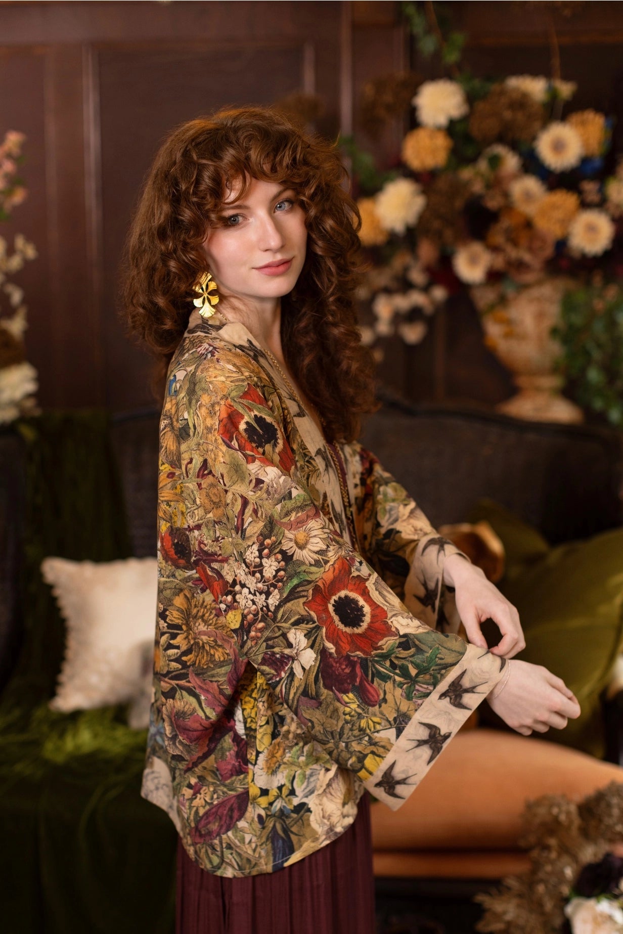 Golden Hour Pixie Duster Crop Kimono w/ Floral Print Pre-Order - Ships August 2026