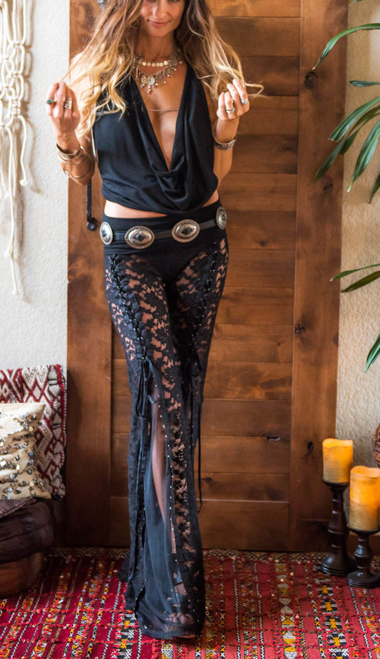 The Hendrix Lace Pant - Black