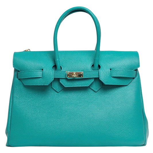 Teal Italian Dollaro Leather Handbag