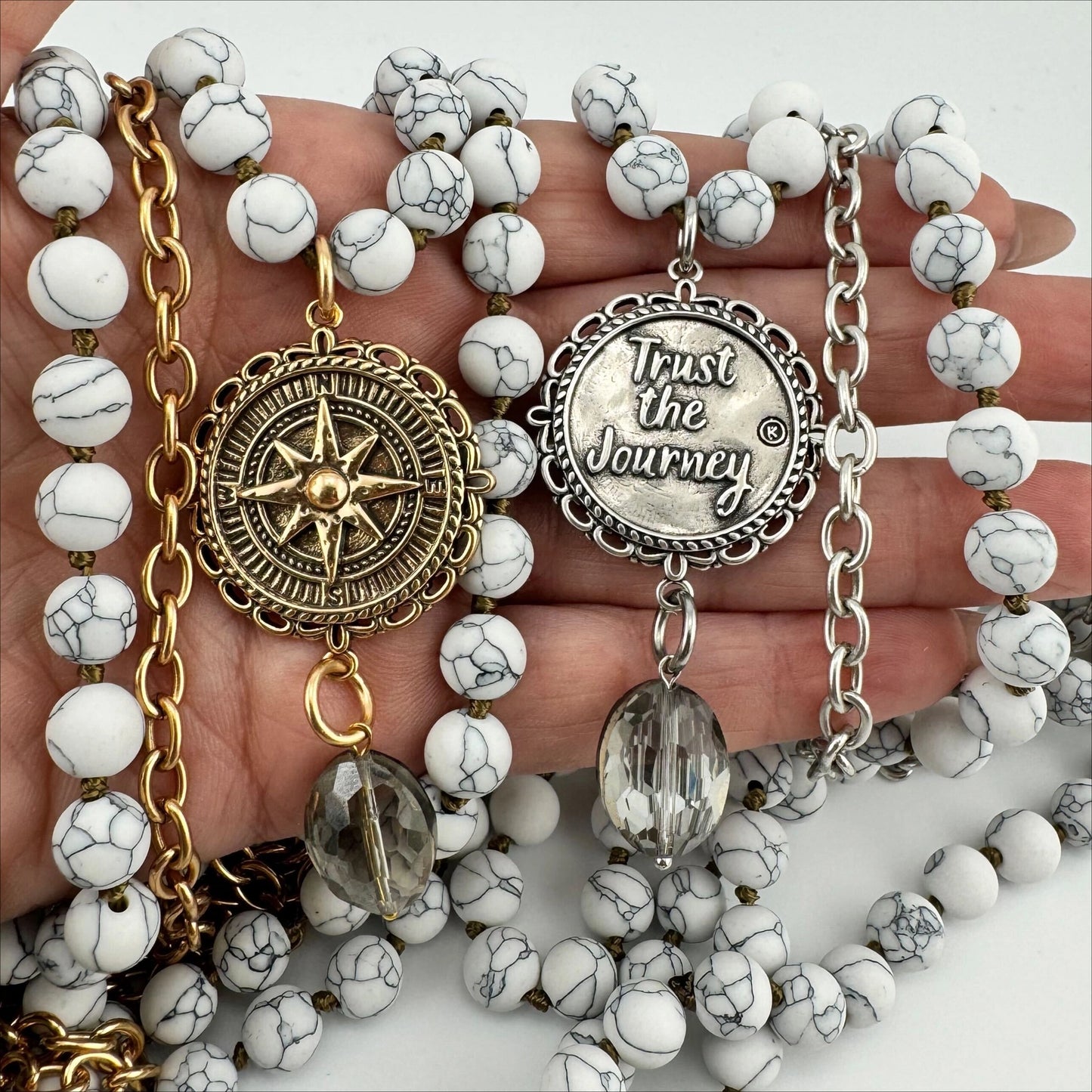 Limited Edition Trust the Journey Compass Long Chain Mantra Necklace