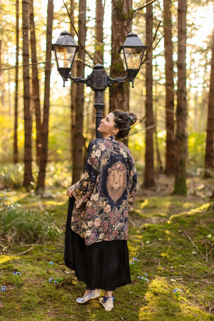 Lionheart Matinée Duster w/ Florals & Narnia Inspired Print - Pre Order - Ships in March 2026