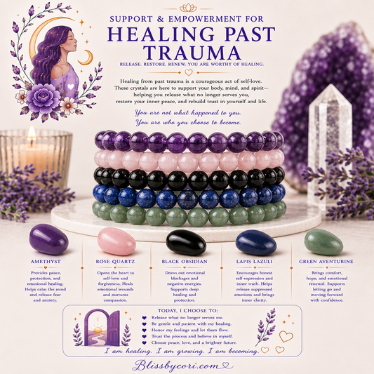 Support & Empowerment For Healing Past Trauma Gemstone Bracelet Stack