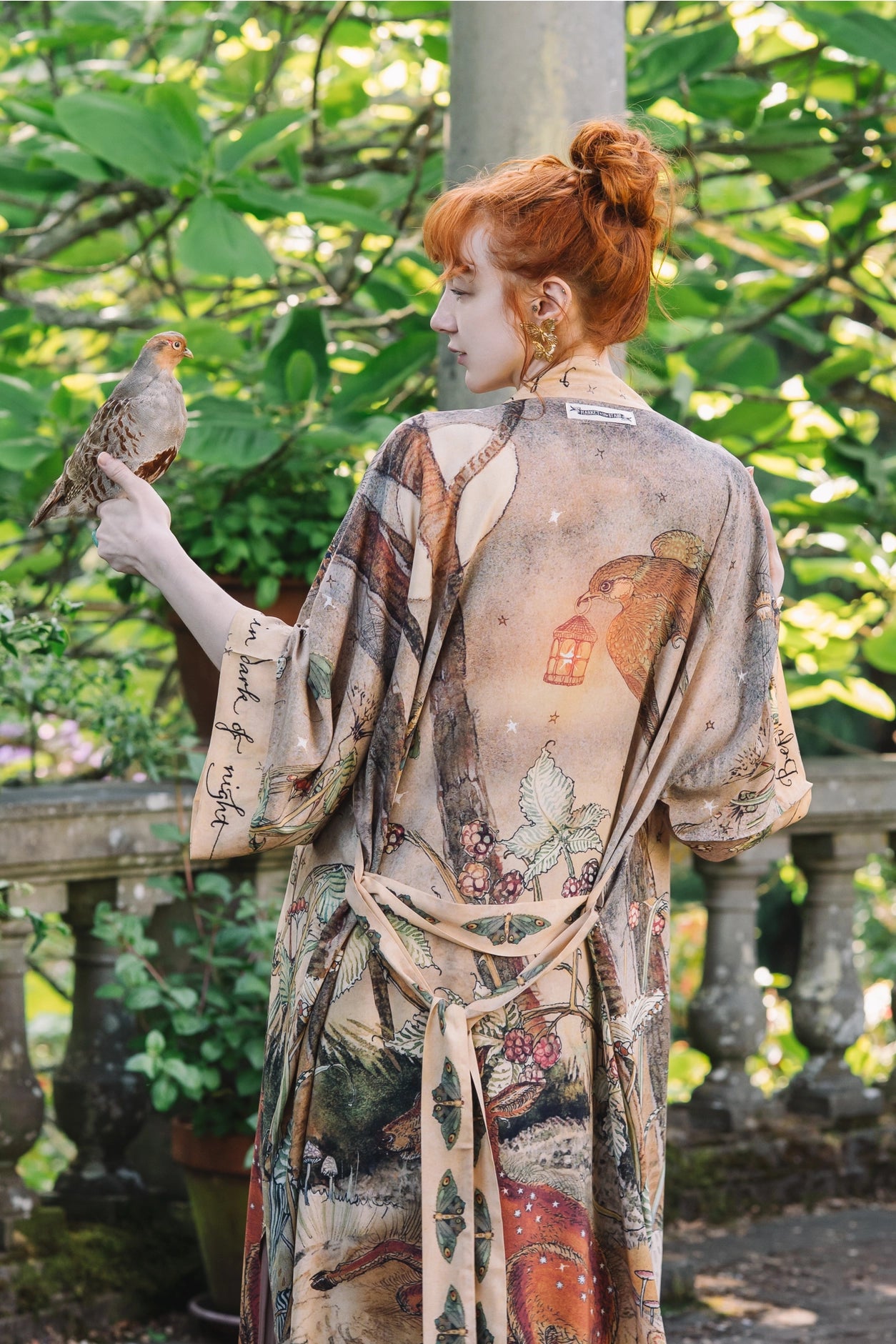 Lovelight Opera Duster Kimono Robe W/Woodland Deer & Swallow - Pre Order - Ships Late October 2025