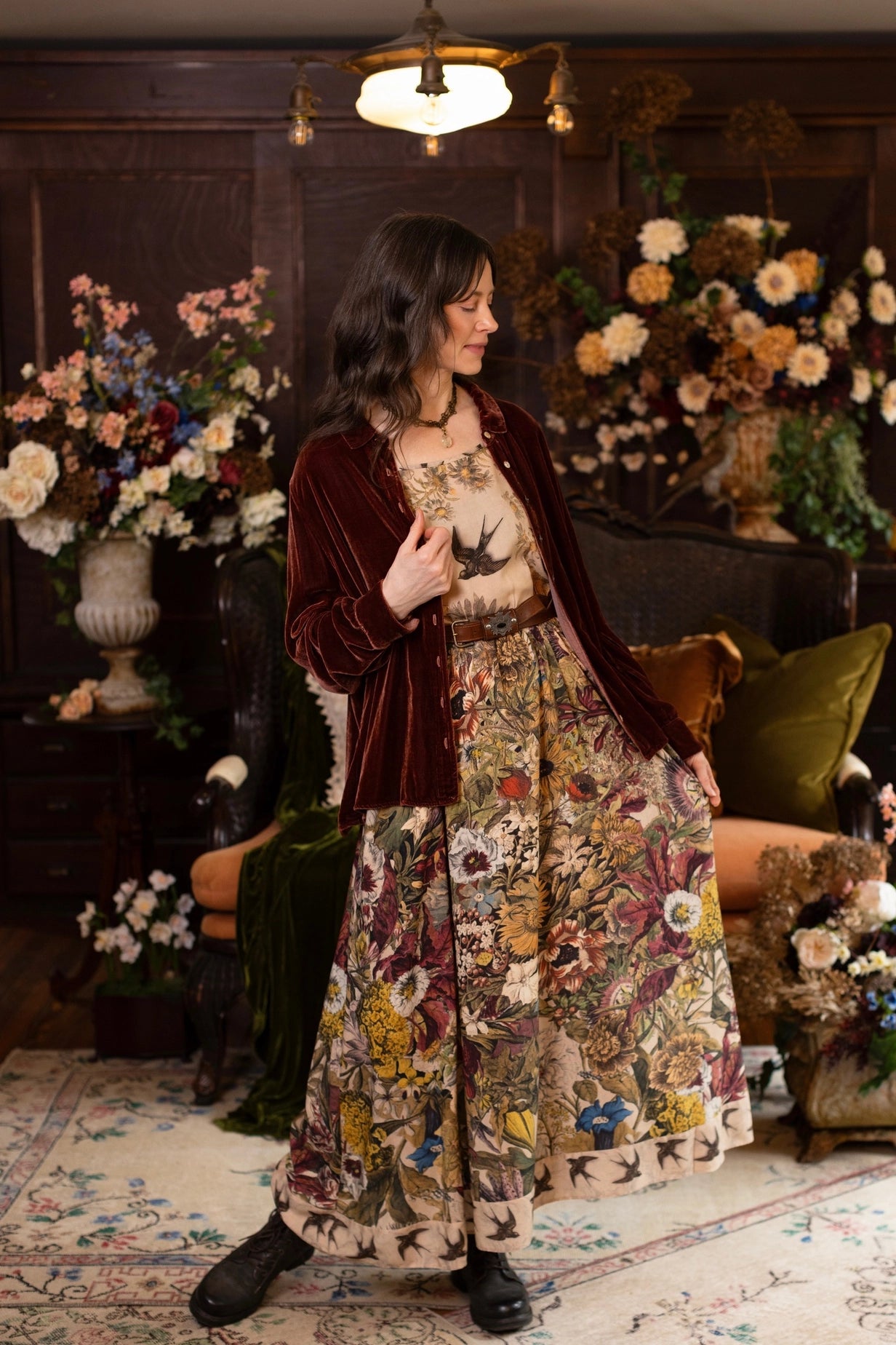 Golden Hour Bohéme Long Maxi Slip Dress w/ Floral Print Pre-Order Ships August 2026