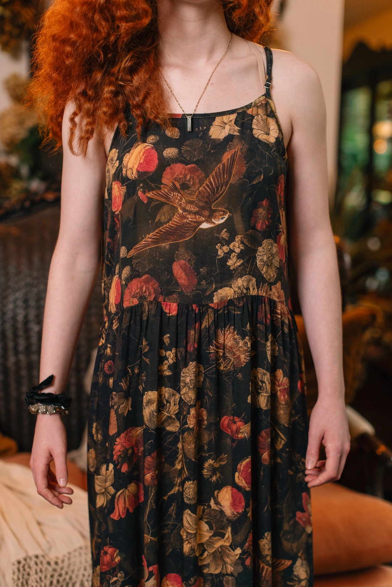 Heart of Gold Bohéme Long Maxi Slip Dress w/ Sacred Heart Pre-Order Ships In September