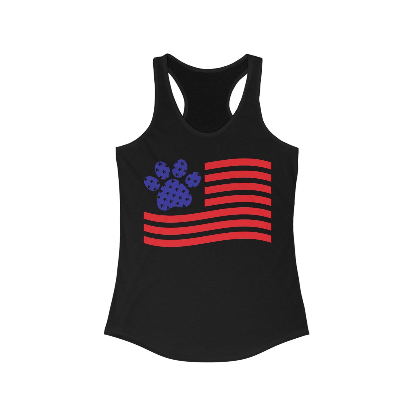 Paw Print 4th of July American Flag Women's Ideal Racerback Tank