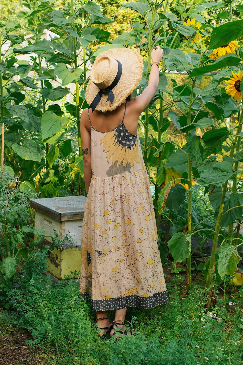 Market Of Stars Milk & Honey Bohéme Slip Dress with Bees and Sunflowers