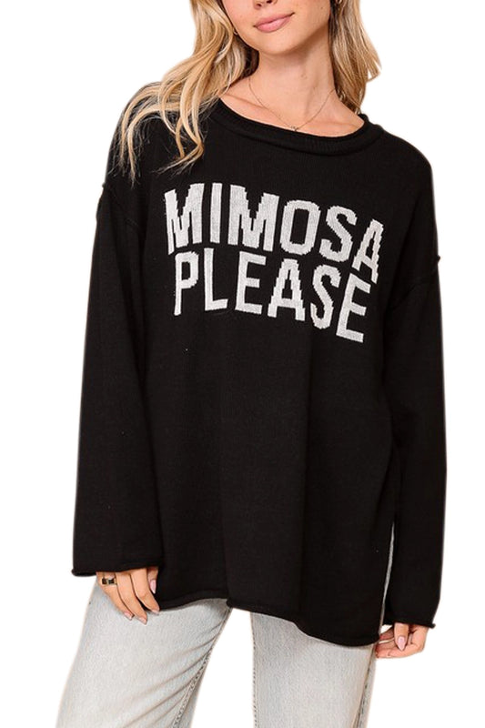 Mimosa Please Round Neck Oversized Sweater