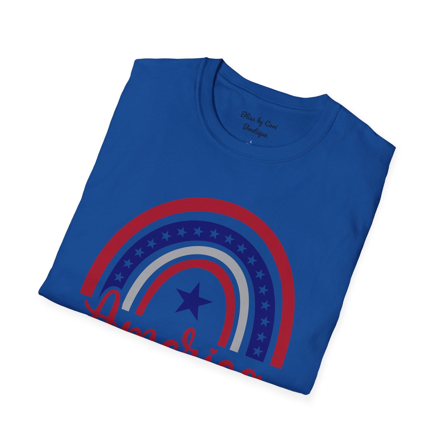 America Rainbow 4th Of July Softstyle T-Shirt Available in 2 Colors