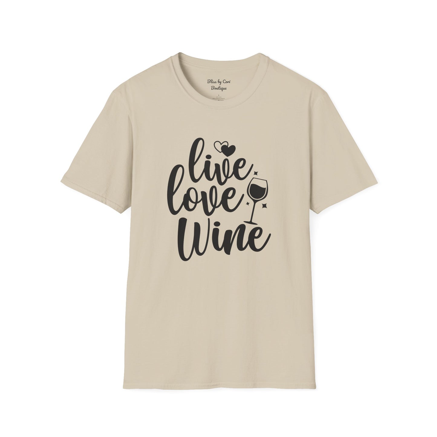 Live Love Wine Softstyle T-Shirt Available In 14 Colors