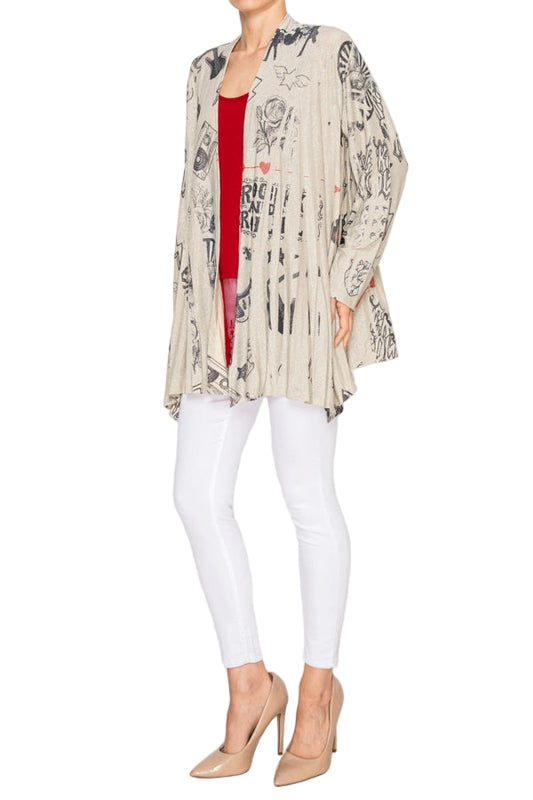 Rock And Roll Printed Shimmery Lurex Cardigan - Ships Late September