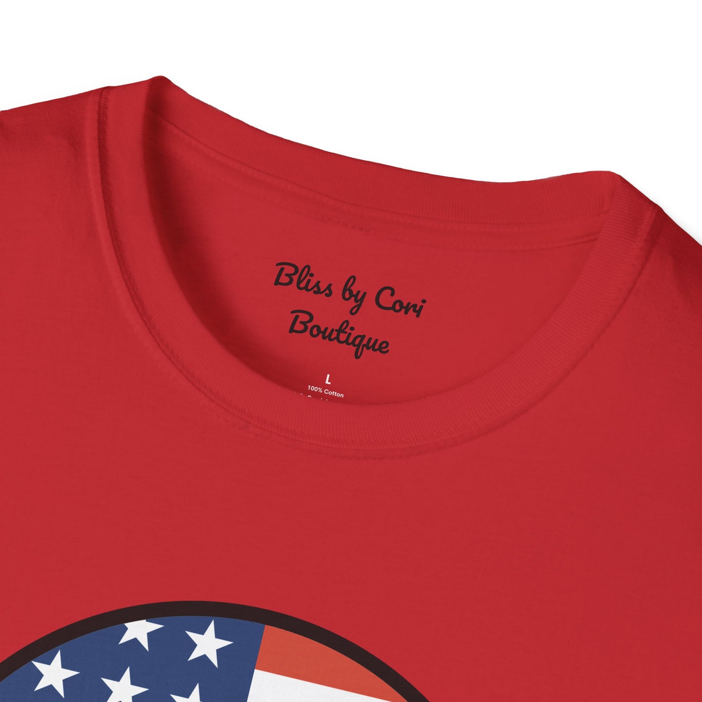 Red White & Blue Smiley Face 4th Of July Softstyle T-Shirt Available In 3 Colors