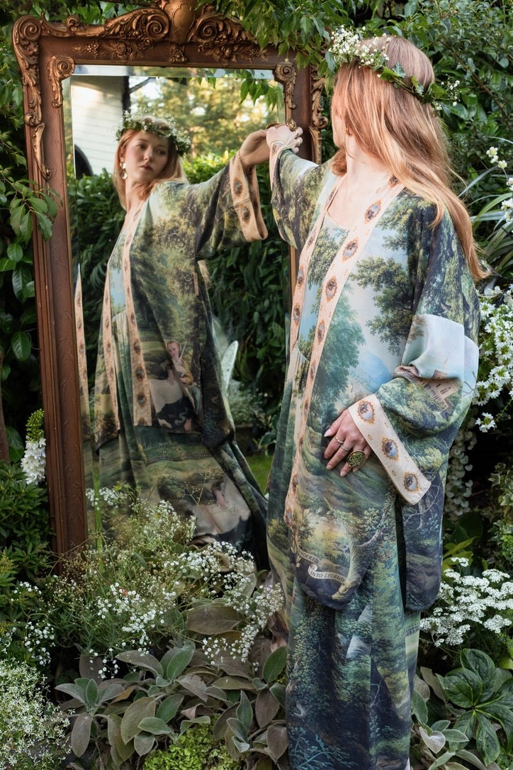 The Mythmaker Matinée Duster Kimono w/ Landscape & Unicorn Pre-Order Ship March 2026