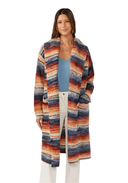 Knit Space Dye Long Sleeve Open Front Cardigan