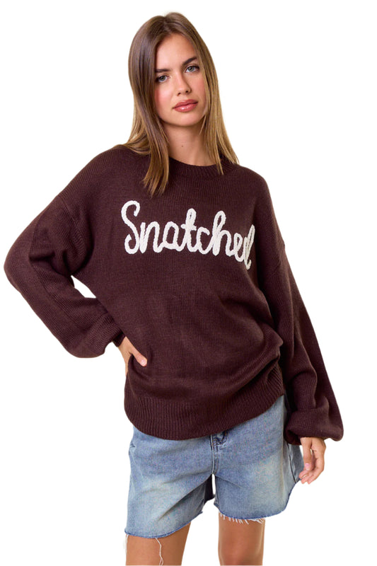 Snatched Letter Embroidered Sweater