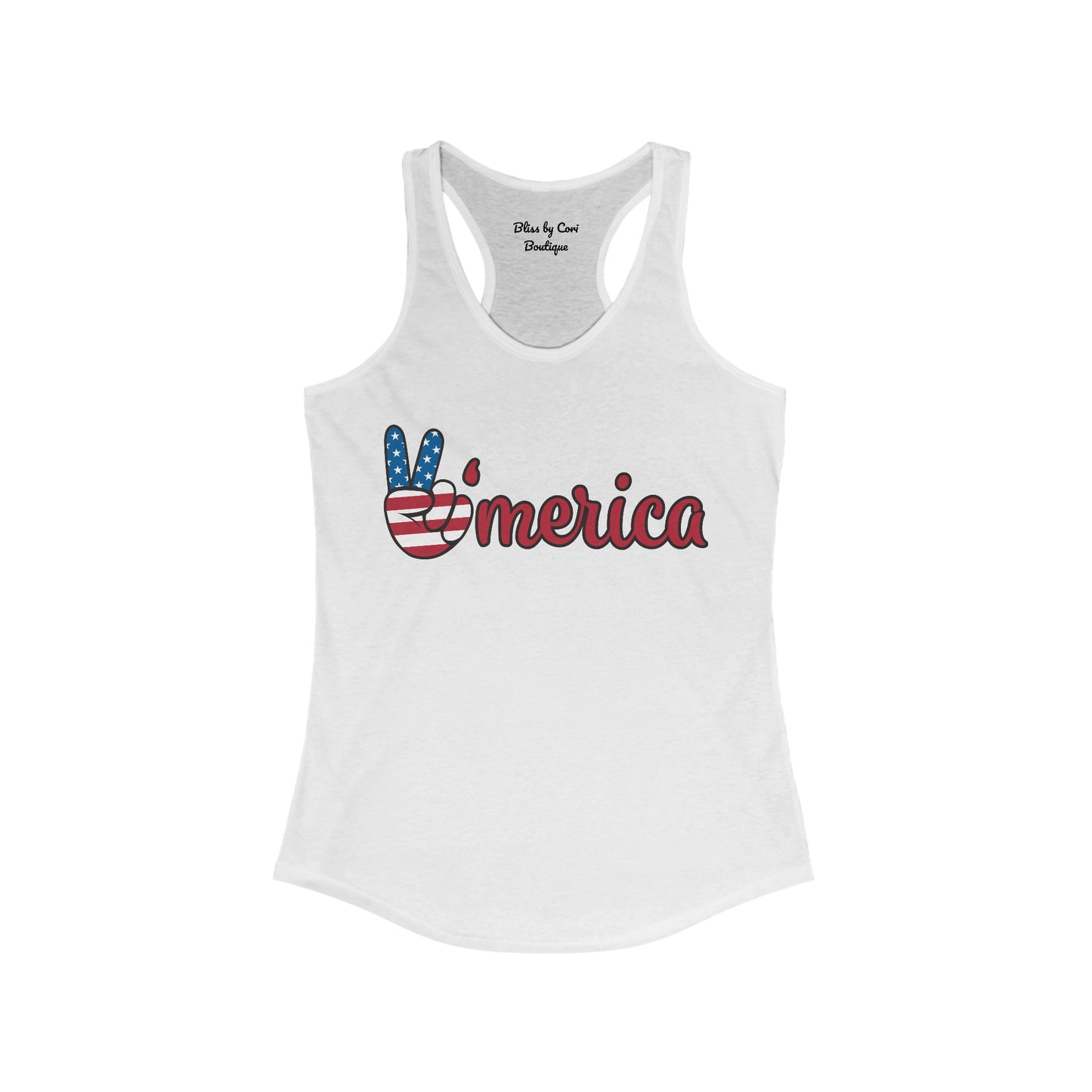 M'erica 4th of July America Women's Ideal Racerback Tank