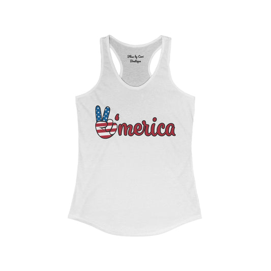 M'erica 4th of July America Women's Ideal Racerback Tank