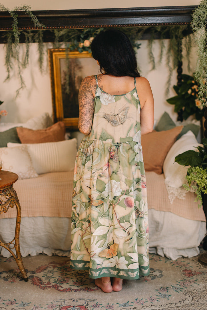 Fleur De Soleil Bohéme Long Maxi Slip Dress w/ Florals Pre-Order March 2026