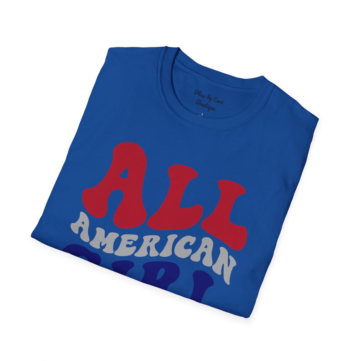 All American Girl 4th Of July Softstyle T-Shirt Available in 3 Colors