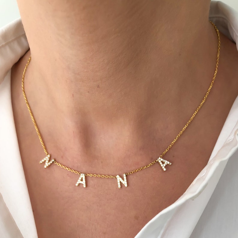 CZ Pave Personalized Name Necklace - Available in 14kt Gold Vermeil, Rose Gold And Sterling Silver (Copy)