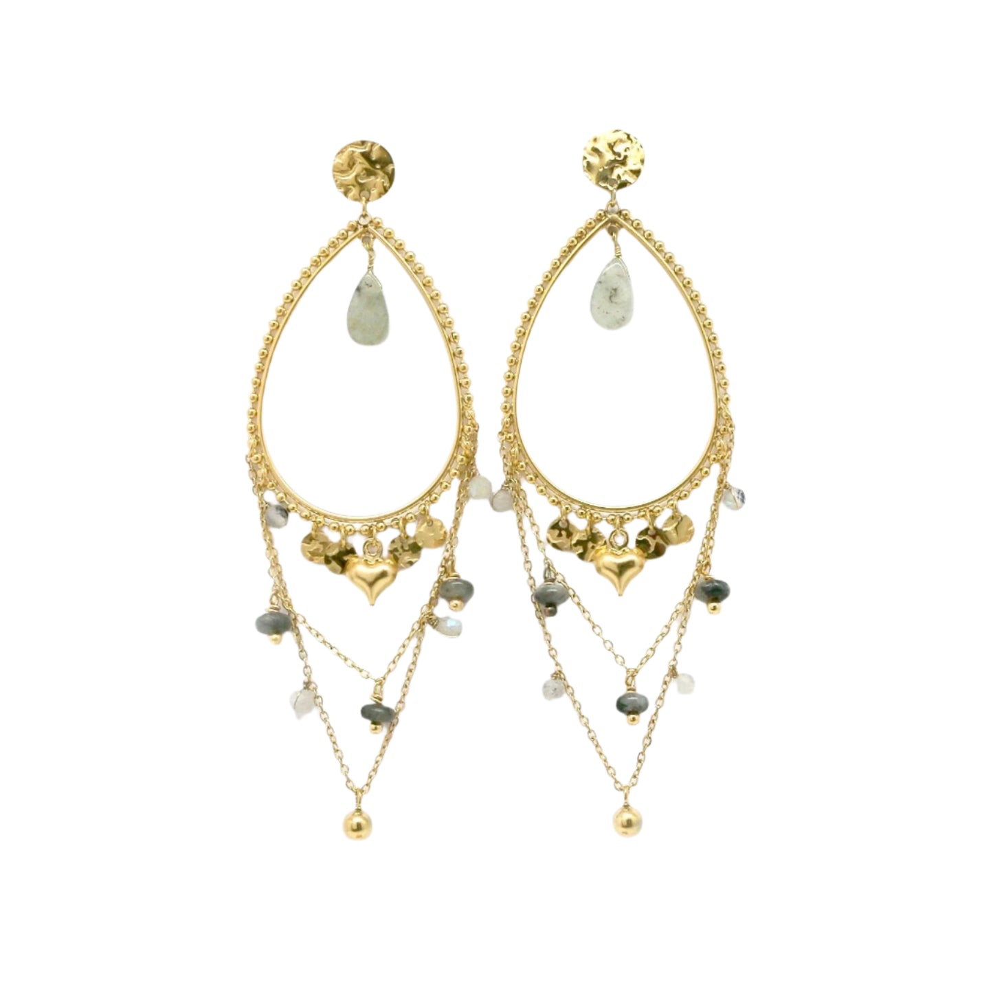 Labradorite Drop Chain Dangle Earrings