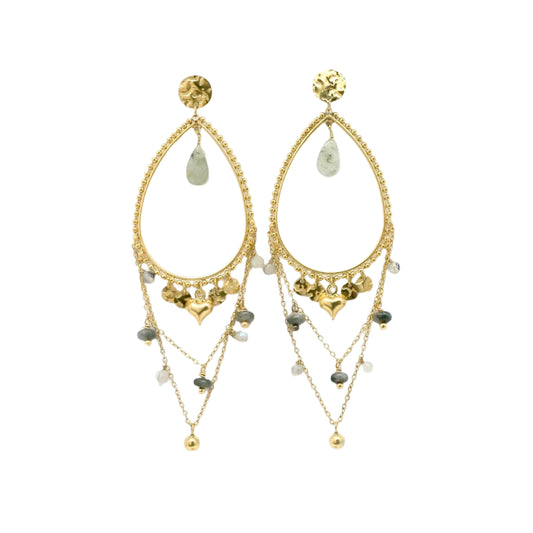 Labradorite Drop Chain Dangle Earrings