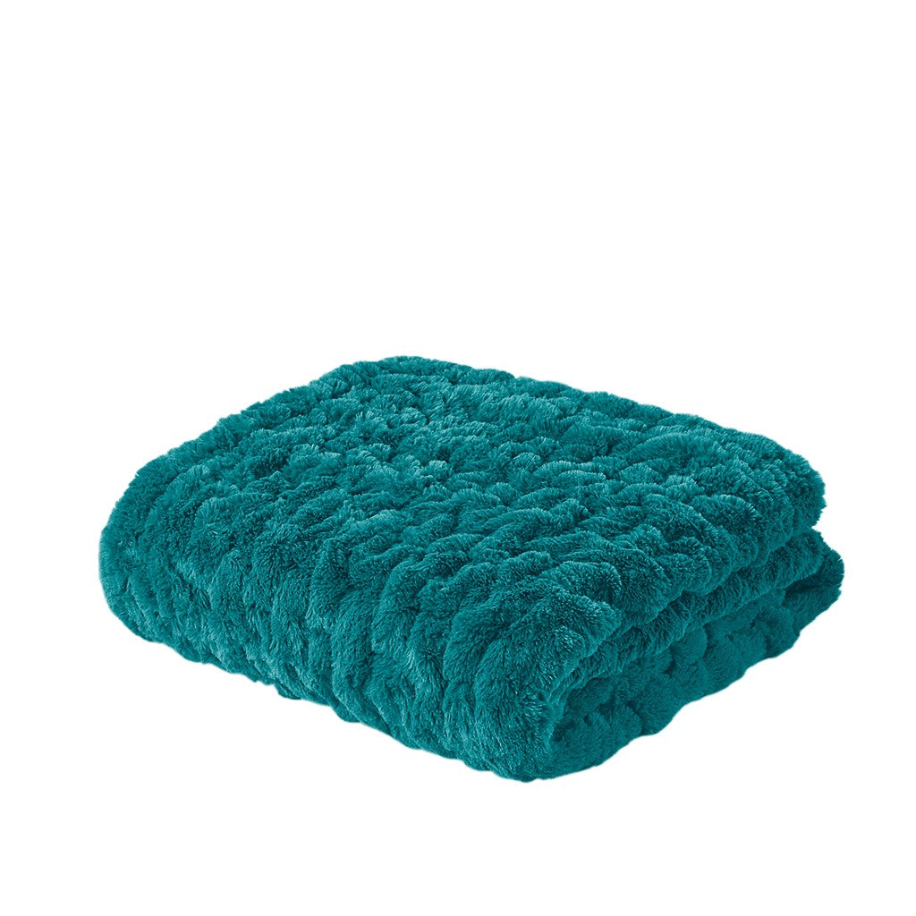 Luxury Ruched Fur Throw 50x60 - Multiple Colors Available