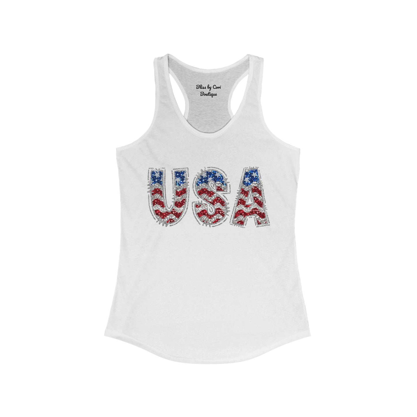 4th of July USA Women's Ideal Racerback Tank - Available in Red, White & Blue